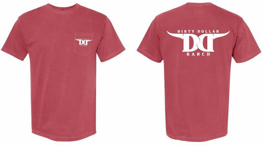 T2433CR - Crimson Red "Dirty Dollar Ranch" Comfort Colors Pocket Tee