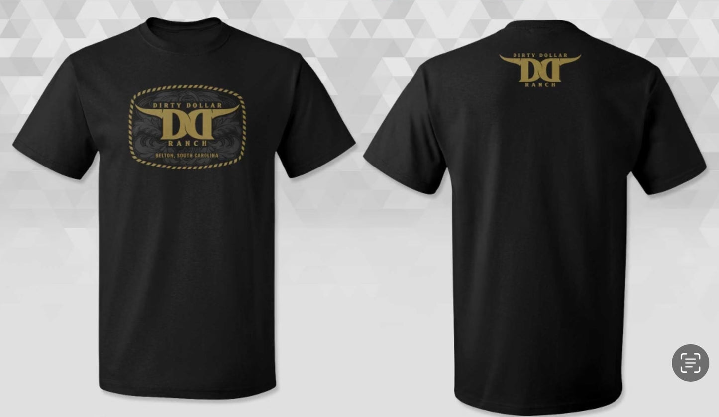 T2508B - Black "Dirty Dollar Belt Buckle" Short Sleeve Tee