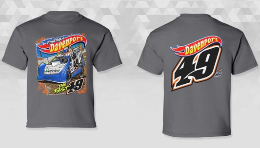 K2406CG - Charcoal Gray "Davenport Hot Wheels" Kids Short Sleeve Tee