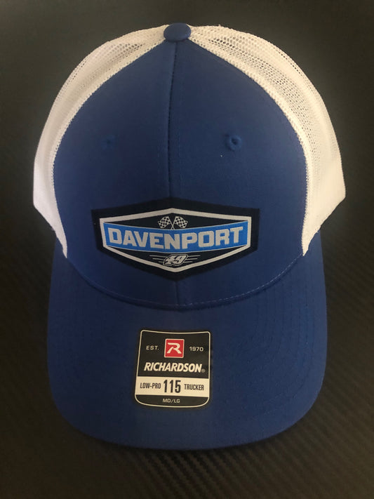 H2314BLW - Blue / White Mesh Davenport #49 Patch Fitted Hat